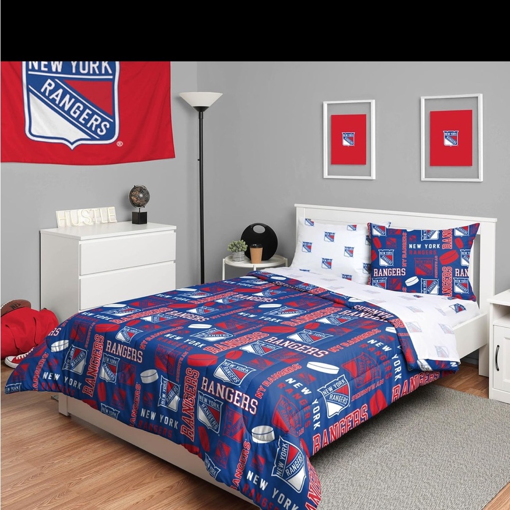 New York Rangers 5 piece full bedding set